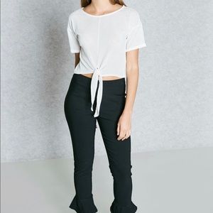 Miss Selfridge White Tie Waist Crop Top